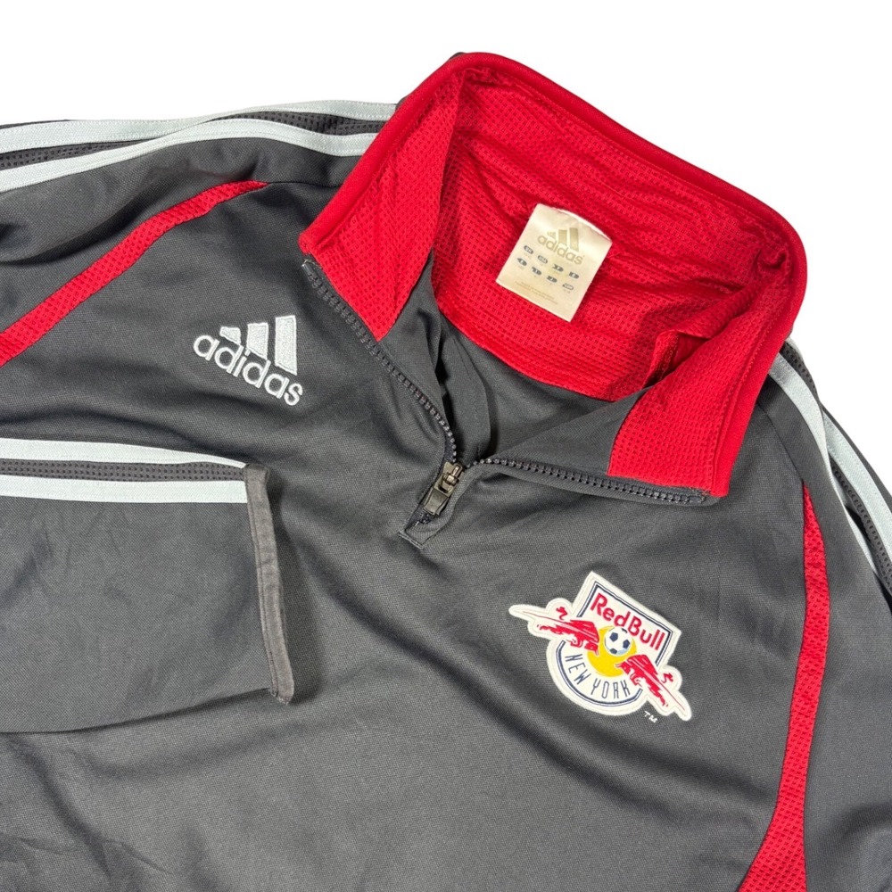 Vintage Adidas New York Red Bulls MLS 1/4 Zip Soccer Pullover Mens Large